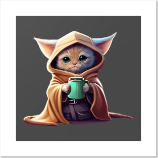 Grogu Kitten Star Wars Mandalorian Baby Yoda Cute Adorable Fan Art Star Wars Gift for Cat Lovers Posters and Art